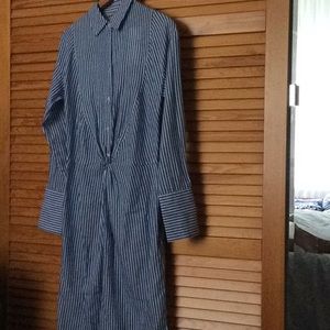 Vince Classic Stripe Twist Front Shirtdress.